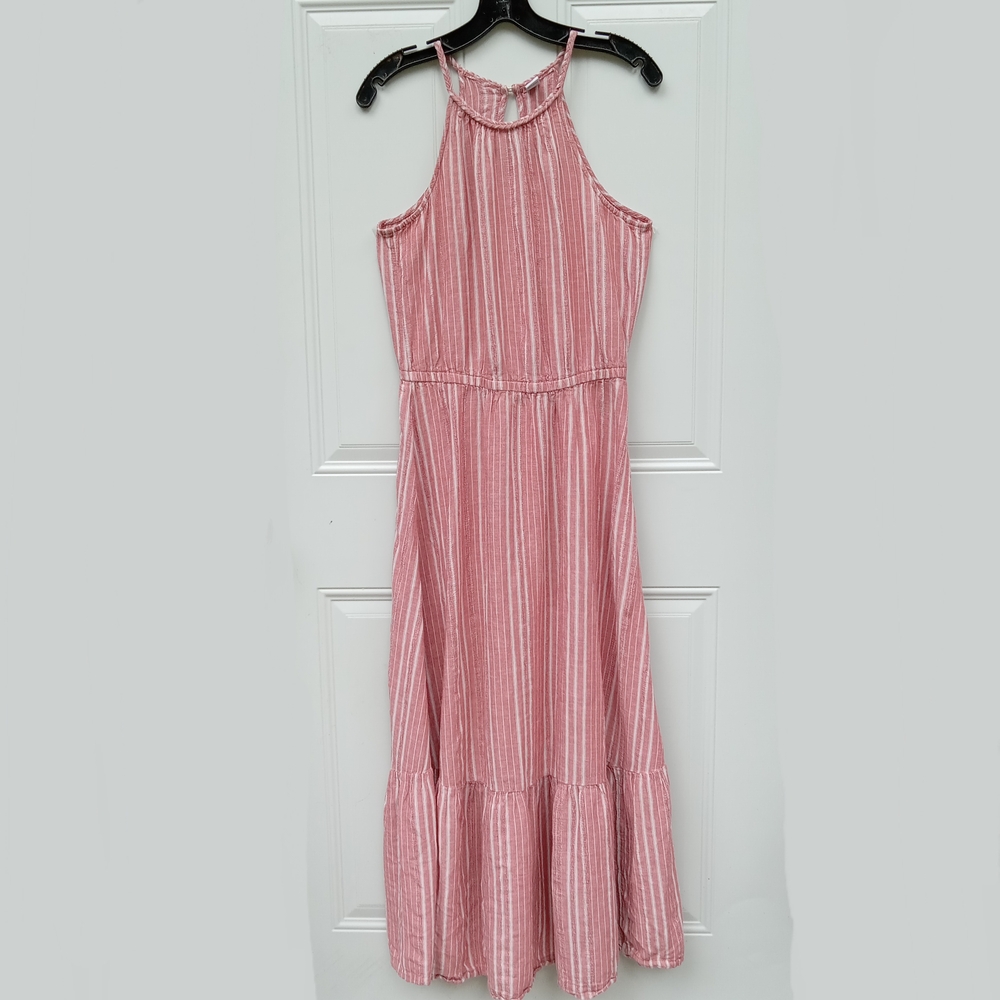 Old Navy Pink Striped Maxi Dress - Sleeveless Halter Style